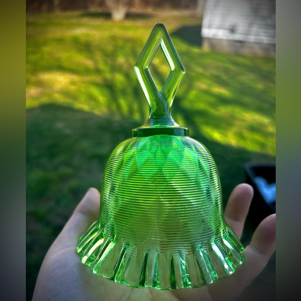 Fenton Green Glass Bell - Home Art Decorative Accent